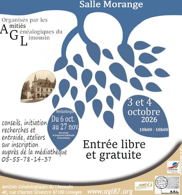 Exposition de panneaux généalogiques de personnalités ayant des ancêtres limousins