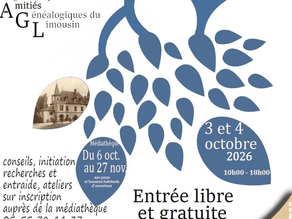 Exposition de panneaux généalogiques de personnalités ayant des ancêtres limousins